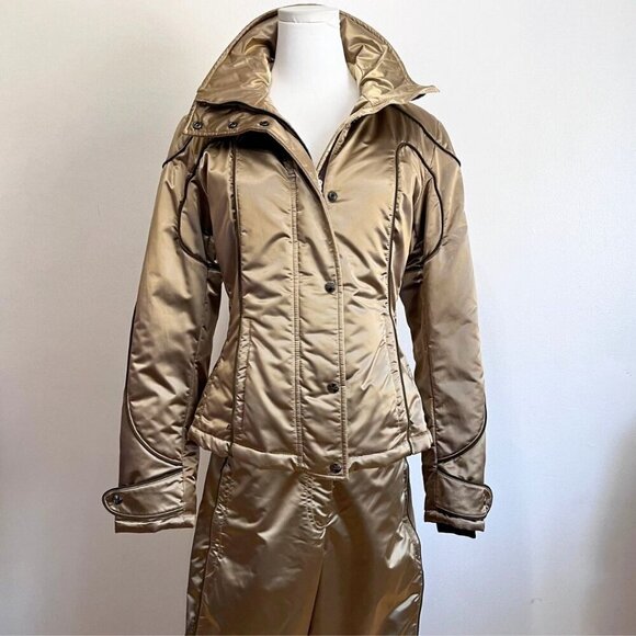 POST CARD GOLD SATIN SKI COAT PANTS 2 PIECES COORDINATED SET - 6 - Picture 3 of 16